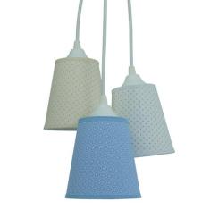 Lustre Pendente Cacho Candy Bege, Branco E Azul Arabescos - Crie Casa