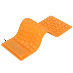 Teclado Portátil Dobrável de Silicone Macio Com Design Totalmente Ed Teclado de Silicone Leve Com Fio USB para PC Teclado Rolável Silencioso e Confortável Com 85 Teclas Laranja