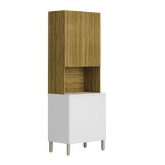 Armário De Cozinha Paneleiro Com Nicho 3 Portas 1 Gaveta Madeirado Branco Art Kit´s Paraná Freijo