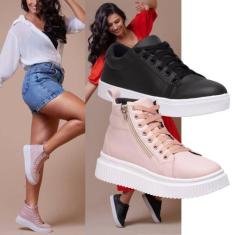 Kit Tênis Feminino Preto Clássico Combinado Com Um Tênis Plataforma Ro