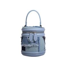 ALOLBAG Bolsa de mão feminina de designer com retalhos e retalhos e bolsa transversal 2024 nova bolsa de mão, Azul claro