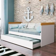 Bicama Solteiro para Quarto Infantil Nuth Branco Fosco/Savana