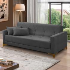 Sofá Cama 3 lugares 2,00m Aurora Suede Cinza Adonai Estofados