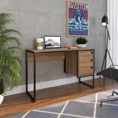Escrivaninha Mesa Escritório 3 Gavetas 120cm Mel - Placa e Ponto