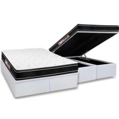 Cama Box Baú Queen: Colchão Espuma Castor D33 Black e White Air Double