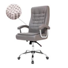 Cadeira Presidente Cinza Mola Ensacada Giratória Ajustável