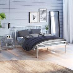 Cama Casal em Aço Begônia Cabecasa Madeiramadeira Prata