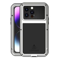 LJFLYXRI Capa para iPhone 15 Pro Max Militar robusta capa protetora de camada dupla, à prova de choque, resistente à chuva, à prova de poeira, à prova de arranhões com protetor de tela integrado