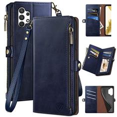 XcaseBar Capa carteira para Samsung Galaxy A13 5G/4G/A04 com zíper 【bloqueio RFID】 Suporte para cartão de crédito, capa flip folio de couro PU à prova de choque feminina masculina para Samsung A04