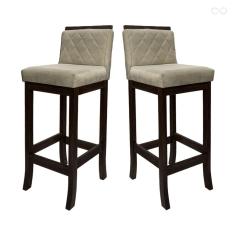 Kit 2 Banquetas Alta em Madeira Maciça Nice Matelassê Suede Bege CCS