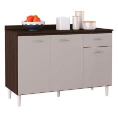 Balcão de Cozinha com Tampo 120 cm Chocolate Off White  – Poquema