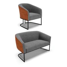 Namoradeira e Poltrona Industrial Preto Stella Noz/Linho D03 - D`Rossi