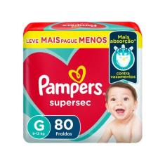 Fraldas Pampers Supersec Tam. G - 9 a 13kg 80 Unidades, G, 80