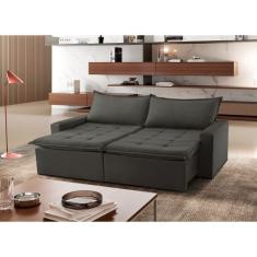 Sofa Cama e Reclinavel Imperatriz 2,20m 04 Lugares Txr, Cinza