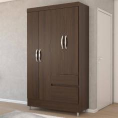 Guarda-Roupa Solteiro Londres 4 Portas 2 Gavetas Imbuia - Panorama Móveis
