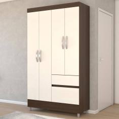 Guarda-Roupa Solteiro Londres 4 Portas 2 Gavetas Imbuia/Champanhe - Panorama Móveis