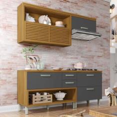 Cozinha Modulada 3 Peças Ripado Princesa 100% Mdf - Nesher Móveis