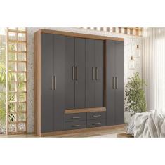 Guarda Roupa 8 Portas E 4 Gavetas Nápoles Jatobá-grafite
