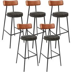 Kit 05 Banquetas Alta Cozinha Sala De Jantar Milão L02 material sintét