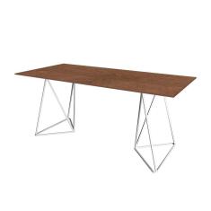 Escrivaninha Bela Vista Cavalete Tampo Imbuia Base Ferro Branco - Cor: Marrom