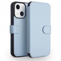 GSYH Capa carteira para iPhone 13 Mini/13/13 Pro/13 Pro Max, capa protetora de couro legítimo flip slots para cartão TPU Shell Kickstand Magnetic Folio Capa, Azul, 13 15,1 cm