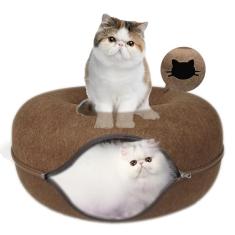 Cama de túnel Donut Cat Peekaboo para gatos grandes de até 13,6 kg, casa de barraca interativa para vários gatos, removível, resistente a arranhões, com uma janela de espiada