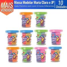 Kit 10 Massa de Modelar Massinha Colorida Maria Clara e JP Slime 3 Cor
