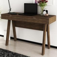 Mesa Escrivaninha 2 Gavetas Nogal/Pés Nogal Me4128 - Tecno Mobili, Nog