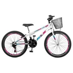 Bicicleta Aro 24 Kls Sport Gold Freio V-B Mtb 21V Feminina, Branco, Pi