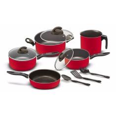 Conjunto De Panelas Elegan Vermelho 08 Peças Teflon