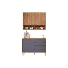 Kit De Cozinha Completa 2 Peças Divina (1aéreo+1balcão) C2p44 Freijo-titanium - Mgm