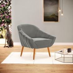 Poltrona Giovana Suede Pés Palito Castanho D03 - D'Rossi - DCLASSE - E