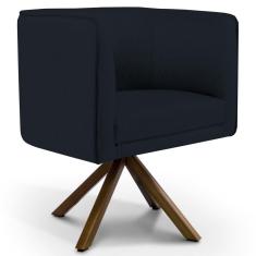 Poltrona Decorativa Giratória Base Giromad Madeira Betina C-05 Corano Preto - Domi