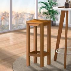 Banqueta De Madeira Alta Marrom Nemargi