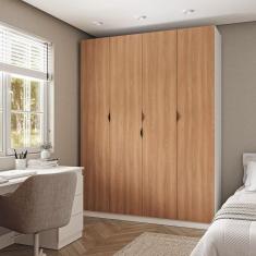 Guarda Roupa Modulado 4 Portas com Cabideiro Hera CabeCasa MadeiraMadeira Branco Geada/Louro/Preto