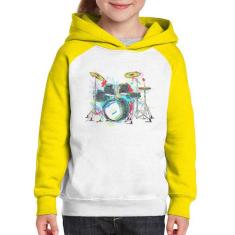Moletom Infantil Bateria Arte - Foca na Moda, Branco, Amarelo, 4