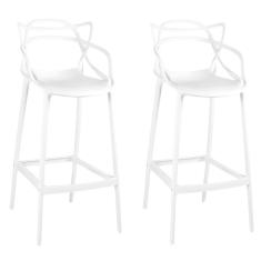 Kit 2 Banquetas Allegra Com Encosto Design Cozinha/bancada - Branco