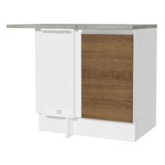 Balcão de Canto Glamy 1 Porta Branco e Rustic Madesa