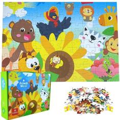 Quebra Cabeça 100 Peças Infantil Mundo Animal Castela