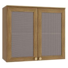 Armário Aéreo Cozinha Botanic 80 Cm 2 Portas Com Tela Nogueira Fosco - Kappesberg