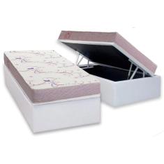 Conjunto Box Baú Solteiro: Colchão Espuma Ortobom D20 Physical Resistente Bordado + Base CRC Courano White(88x188)