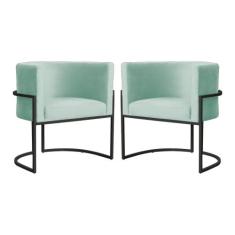 Kit 02 Cadeiras Luna para Escritório Base de Metal Preto Veludo Escolh