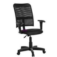 Cadeira Escritório Giratória Tela Com Braço Rv: Preto - Goldflex