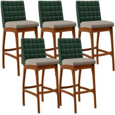 Kit 05 Banquetas Altas Cozinha Sala Jantar Fixa Mila B04 Facto Verde M