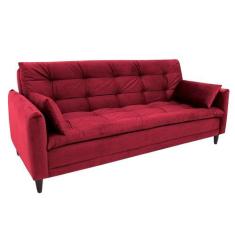 Sofá-Cama Casal 3 Lugares Sofia Suede Vermelho - Modern