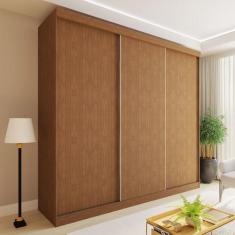 Guarda-Roupa Casal Cronos 3 Portas de Correr 4 Gavetas Carvalho - Mina