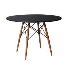 Mesa Eames Eiffel Redondo Tampo De Madeira 80Cm Preta - Preto
