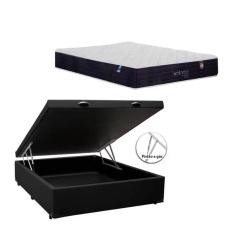 Cama Box Baú Casal Premium Colchão molas em sacadas Wellness colchobel cor: preto