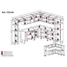 Cozinha Completa Xangai Pop Fg3164 Com Armário E Balcão Branca/preta