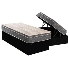 Cama Box Baú Solteiro: Colchão Anatômico Paropas D45 / EP Confort Mega Firme + Base CRC Suede Black(88x188)